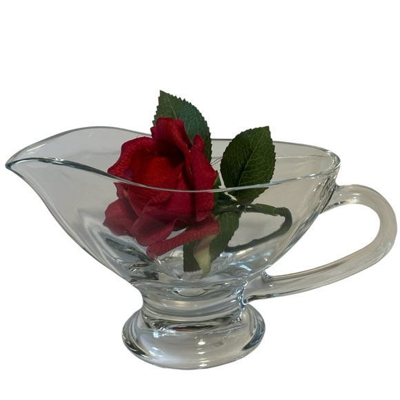 Vtg unmarked clear handled gravy boat sauce server like new - Picture 1 of 8